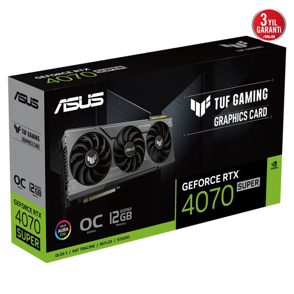 ASUS TUF-RTX4070S-O12G-GAMING, SUPER, 12Gb, 192Bit, GDDR6X, 1xHDMI, 3xDP GAMING Ekran Kartı