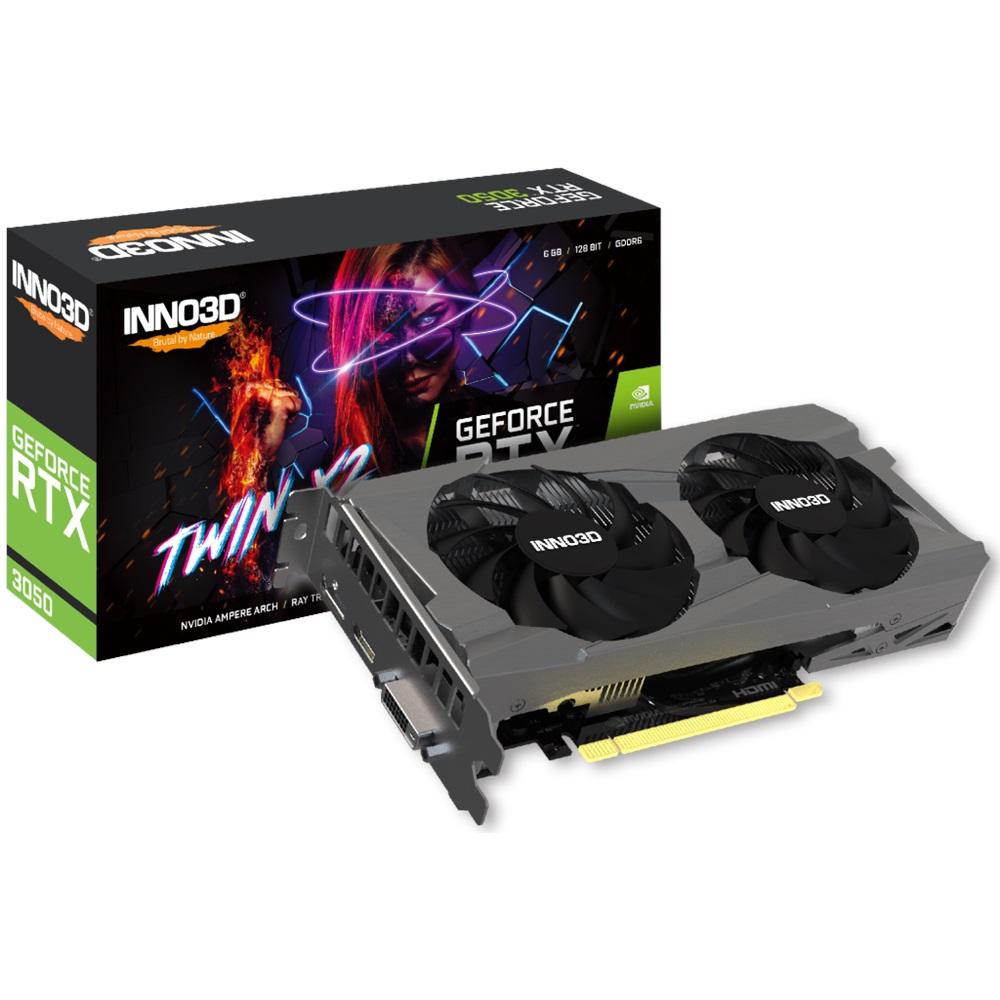 INNO3D N30502-06D6-1711VA60, TWIN X2, RTX3050, 6Gb, 96Bit, GDDR6, 1xDVI, 1xHDMI, 1xDP GAMING Ekran Kartı