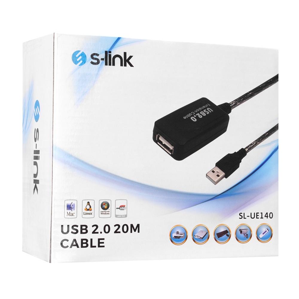 S-LINK SL-UE140, Güçlendirilmiş USB Uzatma Kablosu 20 Metre