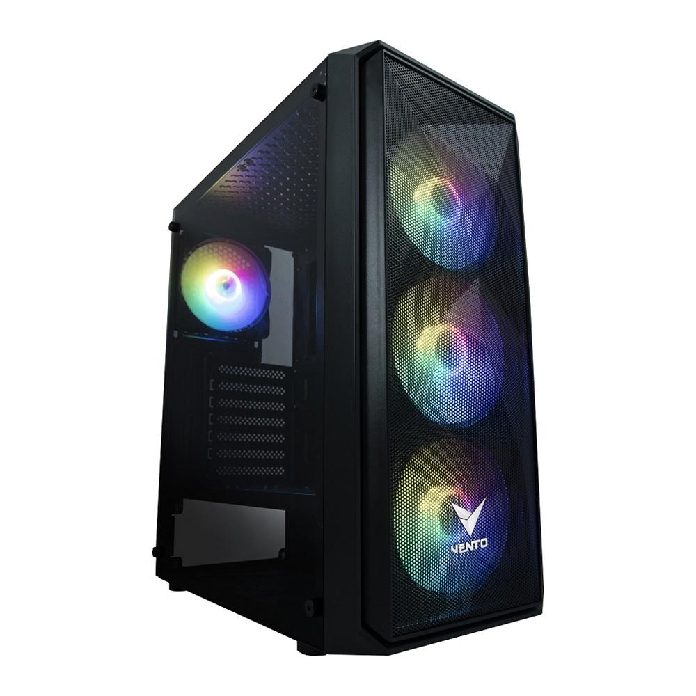 VENTO VG10F Mid Tower, 550W 80+ Siyah, Temperli Cam, RGB, ATX GAMING KASA