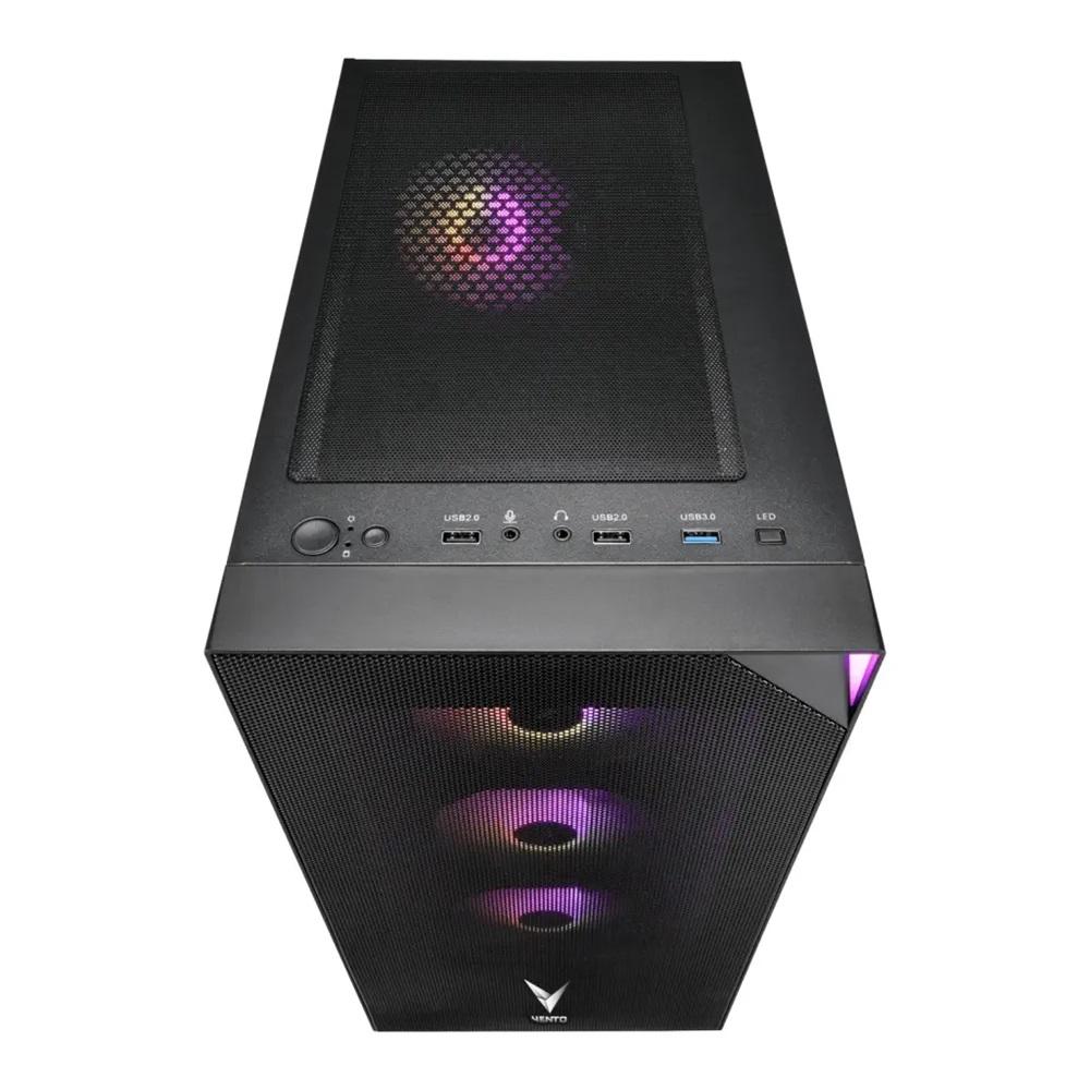 VENTO VG3400S Mid Tower, 550W 80+ Siyah, Temperli Cam, RGB, ATX GAMING KASA