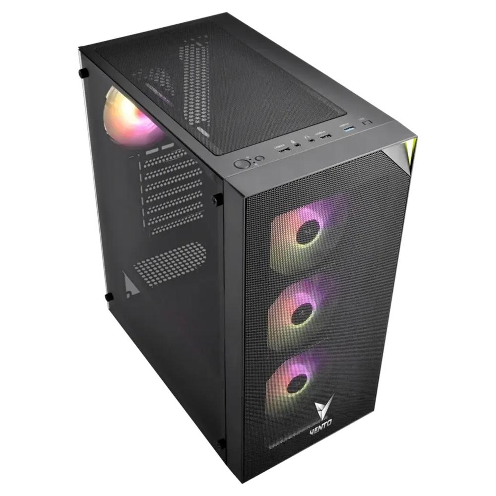 VENTO VG3400S Mid Tower, 650W 80+ Siyah, Temperli Cam, RGB, ATX GAMING KASA