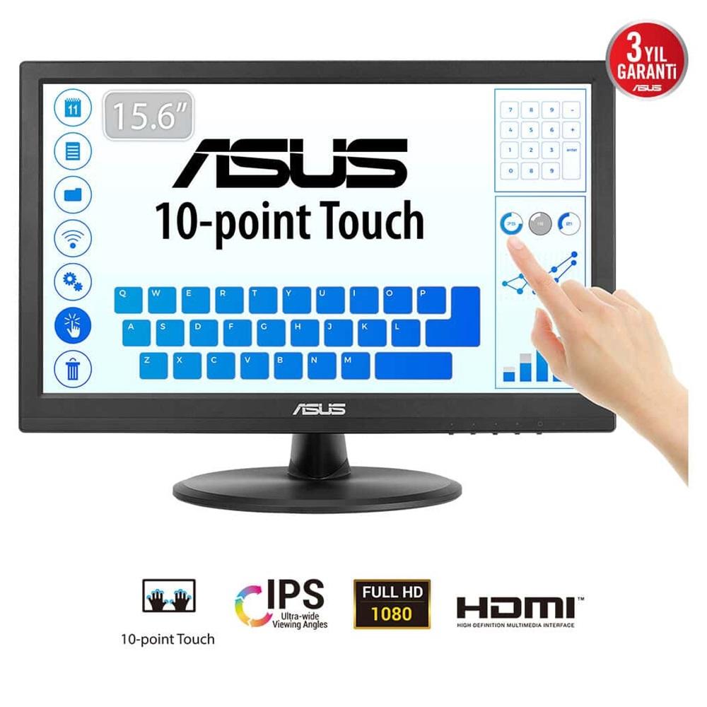 ASUS VT169HE 15.6" 5ms, 60Hz, Dokunmatik, HDMI, D-Sub, Düşük Mavi Işık, FreeSync, IPS Panel Monitör