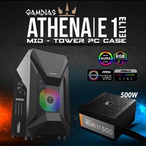 GAMDIAS ATHENA E1 Elite, 500W, Tempered Glass, Mesh, ARGB, ATX GAMING KASA