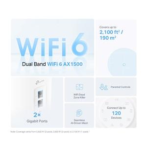 TP-LINK DECO-X10, AX1500, İkili Mesh, 1500Mbps, Dual Band, WiFi6, 2Port Gigabit Lan, 360m2 kapsama Alanı, Router, Geniş Alan İnternet Ağı Sağlayıcısı