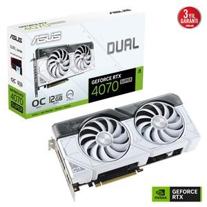 ASUS DUAL-RTX4070S-O12G-WHITE, SUPER, 12Gb, 192Bit, GDDR6X, 1xHDMI, 3xDP GAMING Ekran Kartı