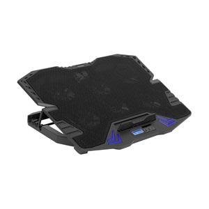 FRISBY FNC-5235ST 6 adet x 7cm Fan, 10"-15.6" Gaming Notebook Soğutucu, 5 Kademeli Stand, 3 Farklı Program, Ayarlanabilir Hız, Mavi Ledli (Siyah)