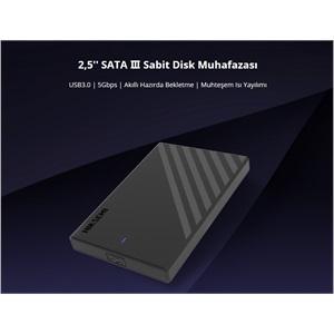HIKSEMI HS-HUB-MHB201, USB3.0, 2,5" Disk Kutusu. (SSD ve HDD Destekler, 5Gbps, Siyah, Win, Mac-OS, Linux, Android)