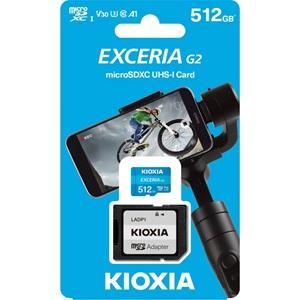 KIOXIA 512GB ExceriaG2, LMEXL512GG2 U1 V30 4K, CL10, 100Mb/s, MicroSD Kart Bellek (SD Adaptörlü)