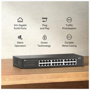 TP-LINK LS1024G, Green Tech, 24 Port GigaBit, Yönetilemez, Metal Kasa, Masaüstü Switch