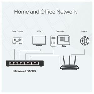 TP-LINK LS108G, Green Tech, 8 Port GigaBit, Yönetilemez, Masaüstü Switch