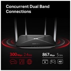 MERCUSYS AC12, AC1200, 4Port, 300-867Mbps, DualBand, Masaüstü, Megabit, Router