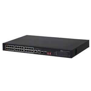 DAHUA PFS3226-24ET-240, 24 Port, MegaBit, 24 Port PoE, 240W, +2 Port Combo SFP, Rack Mount Switch