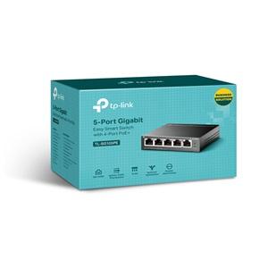 TP-LINK TL-SG105PE, 5 Port, GigaBit, Metal Kasa, 4 Port Poe, 65W, Easy Smart, Yönetilebilir, Masaüstü Switch