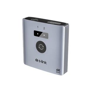 S-LINK SL-LU602C, 2xHDMI, 1Type-C, 4K, 60Hz, Monitör Çoklayıcı (1PC-2Monitör veya 2PC- 1Monitör) Çift Yönlü Switch