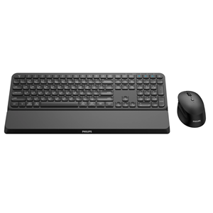 PHILIPS SPT6607B, Siyah, Türkçe Q, 2.4Ghz ve Bluetooth Kablosuz, Bilek Destekli, Multimedya Klavye Mouse Set
