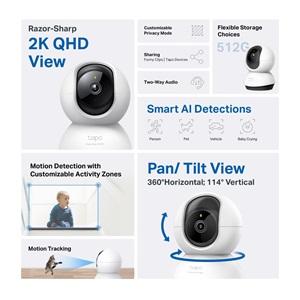 TP-LINK Tapo C220, 4,0Mpix, İç ve Dış Mekan, WiFi, 9Mt. Gece Görüşü, 360 Dönüş, İki Yönlü Ses Güvenlik Yapay Zeka Destekli Kamera