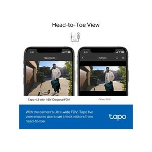 TP-LINK Tapo D230S1, 2K 5MP, İki Yönlü Konuşma, IP64, Renkli Gece Görüşü, Akıllı Görüntülü Kapı Zili