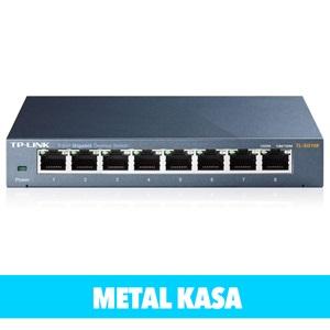 TP-LINK TL-SG108, 8 Port, GigaBit, Metal Kasa, Yönetilemez, Masaüstü Switch