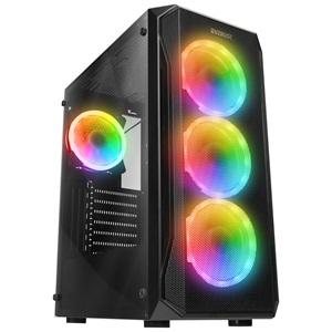 EVEREST X-RACER, Mesh, 600W (Peak), 4x12cm RGB Fan, Temperli Cam Yan Panel, ATX, GAMING KASA