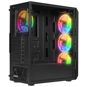 EVEREST X-RACER, Mesh, 600W (Peak), 4x12cm RGB Fan, Temperli Cam Yan Panel, ATX, GAMING KASA