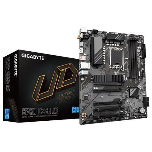 GIGABYTE B760 DS3H AX, rev.1.0, 4xDDR5, 2xM.2, DP, HDMI, Type-C, Wi-Fi 6E, Bluetooth v5.3, 12-13-14.Nesil, LGA1700 Soket, Anakart
