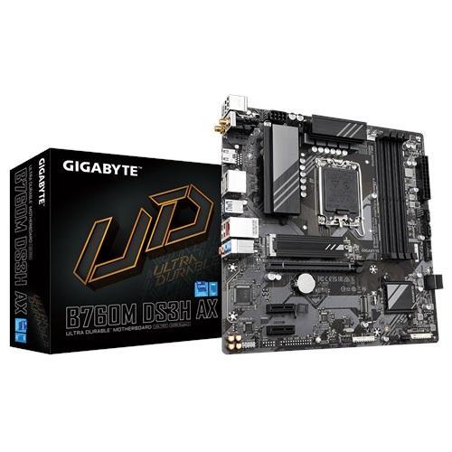 GIGABYTE B760M DS3H AX, rev.1.0, 4xDDR5, 2xM.2, 2xDP, HDMI, Type-C, Wi-Fi 6E, Bluetooth v5.3, 12-13-14.Nesil, LGA1700 Soket, Anakart