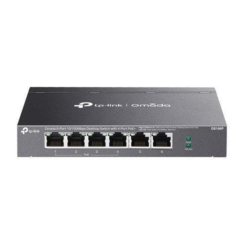 OMADA DS106P, 6 Port Gigabit, 4 Port Gigabit PoE+, 67W, Yönetilemez, Masaüstü Metal Kasa Sessiz Switch