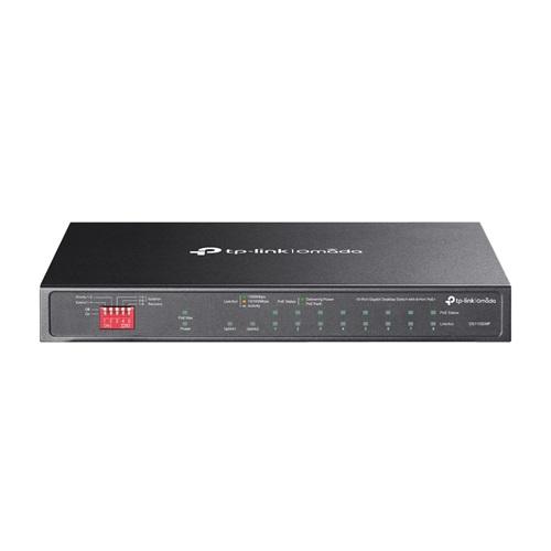 OMADA DS110GMP, 10 Port Gigabit, 8 Port Gigabit PoE+, 123W, 1 Port Combo Gigabit SFP, Yönetilemez, Metal Kasa Masaüstü Sessiz Switch