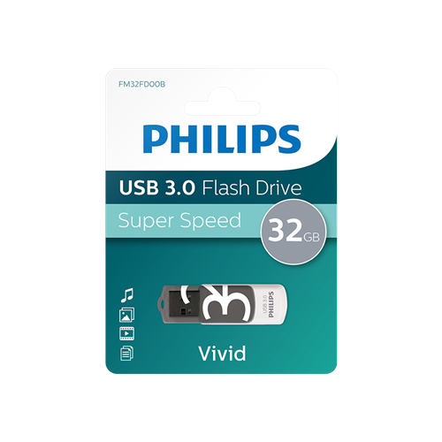PHILIPS FM32FD00B, 32GB, USB 3.0, Vivid, Gölge Grisi, Flash Disk