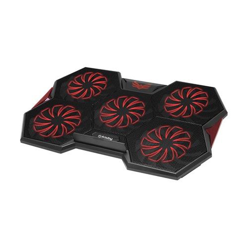 FRISBY FNC-5252B 5 adet x 14cm Fan, 10"-17" Gaming Notebook Soğutucu, Ayarlanabilir Hız, 3 Kademeli Stand, Kırmızı Ledli (Siyah)