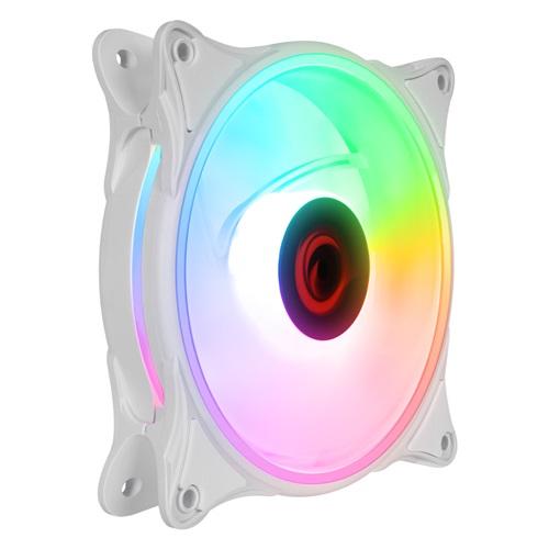 Rampage GLARE F50, 38CFM, 1200RPM, 12cm, Rainbow, 3P+4P Molex Soketli, Beyaz Kasa Fanı