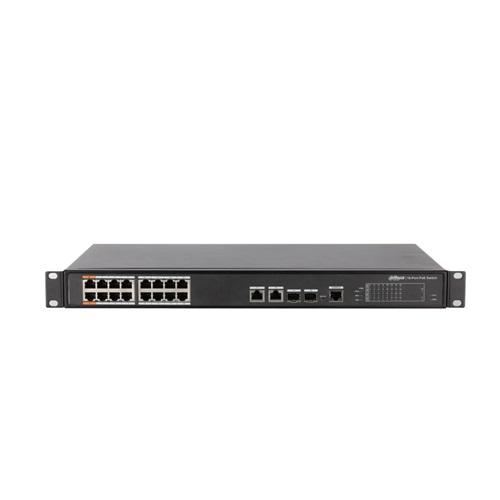 DAHUA PFS4218-16ET-240-V2, 16 Port, MegaBit, 16 Port PoE, 240W, +2 Port Combo SFP, +2 Port GigaBit Uplink, Yönetilebilir, Rack Mount Switch