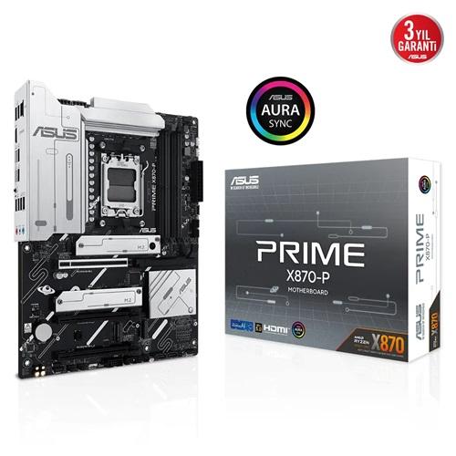 ASUS PRIME X870-P, 4xDDR5, 4xM.2, HDMI, DP, Type-C, AMD Ryzen 9000-8000 ve 7000 Serisi, AM5 Soket Anakart