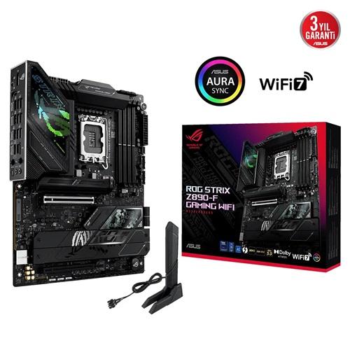 ASUS ROG STRIX Z890-F GAMING WIFI, 8600MHz, 4xDDR5, 5x M.2, HDMI, DP, 2xThunderbolt, 4xType-C, Wi-Fi 7, Bluetooth 5.4, Intel Core Ultra CPU(Seri 2), LGA1851 Soket, Gaming Anakart