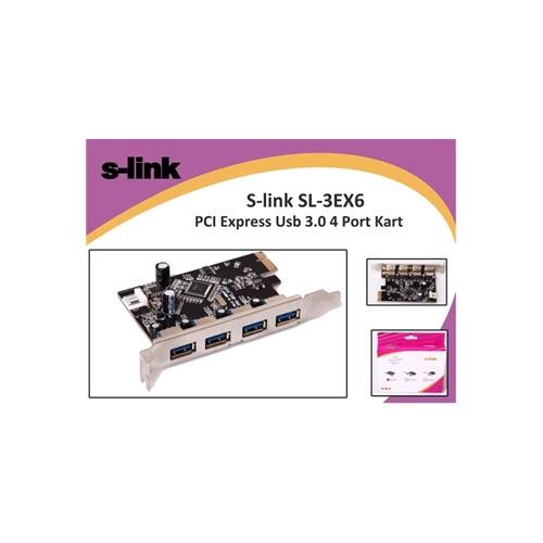 S-LINK SL-3EX6 PCI Express TO USB 3.0 x4 Port Kart