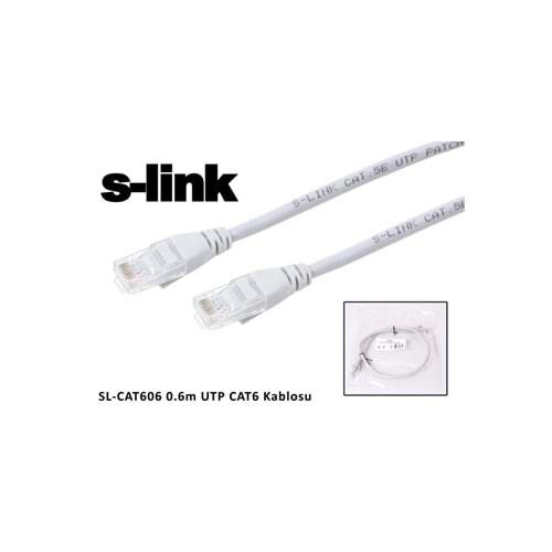 S-LINK SL-CAT606 CAT6 Patch 60CM Kablo (Gri) 