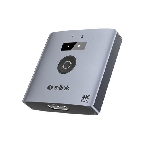 S-LINK SL-LU602, 2xHDMI, 4K, 60Hz, Monitör Çoklayıcı (1PC-2Monitör veya 2PC- 1Monitör) Çift Yönlü Switch