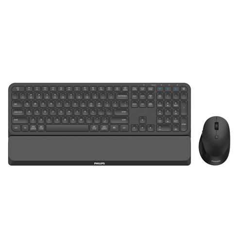 PHILIPS SPT6607B, Siyah, Türkçe Q, 2.4Ghz ve Bluetooth Kablosuz, Bilek Destekli, Multimedya Klavye Mouse Set