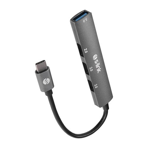 S-LINK SW-U324, Type-C to 3xUSB 2.0, 1xUSB3.0, Metal, USB HUB