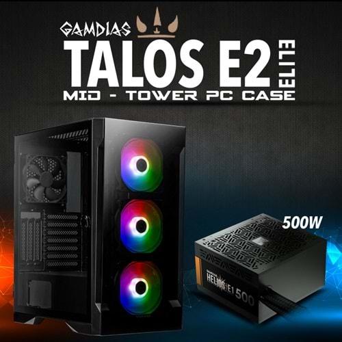 GAMDIAS TALOS E2 Elite, 500W, Tempered Glass, ARGB, ATX GAMING KASA