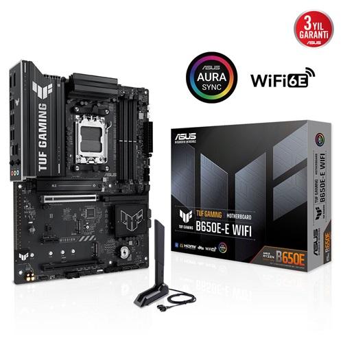 ASUS TUF GAMING B650E-E WIFI, 4xDDR5, 3xM.2, DP, HDMI, Type-C, Wi-Fi 6E, Bluetooth v5.3, AM5 Soket Gaming Anakart