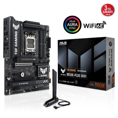 ASUS TUF GAMING B650E-PLUS WIFI, 4xDDR5, 3xM.2, DP, HDMI, Type-C, Wi-Fi 6E, Bluetooth v5.3, AM5 Soket Gaming Anakart